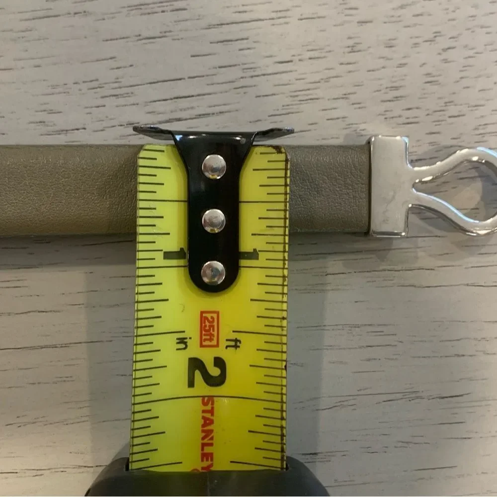Talbots Green leather and Silver Belt with Circular Buckle